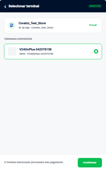 Manual terminal selection screen