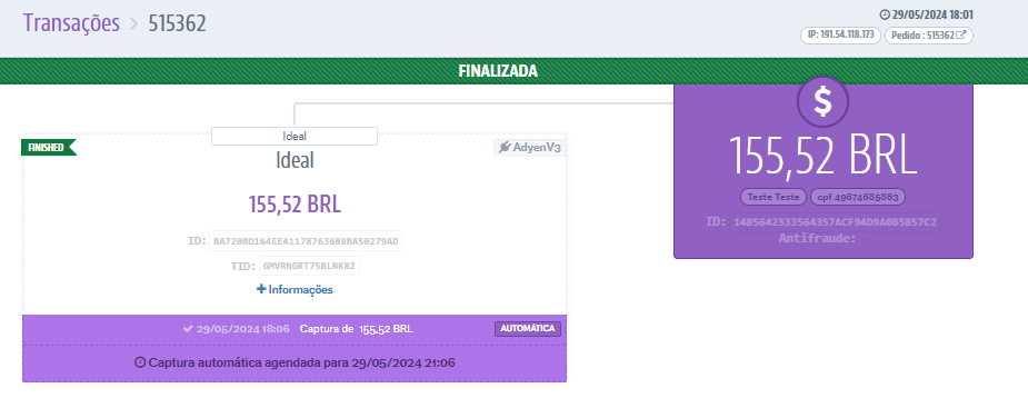 payment information