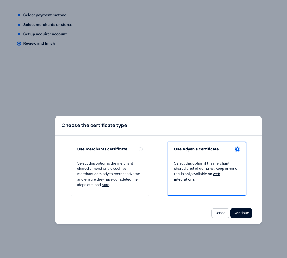 UseAdyenCertificate