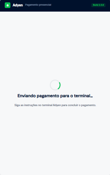 Pantalla de procesamiento mientras se envía el pago al terminal