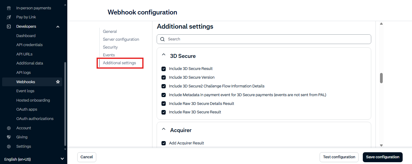 Additional settings