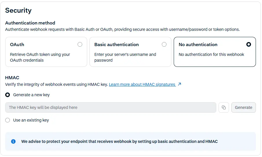 Configuração da chave HMAC no Customer Area da Adyen
